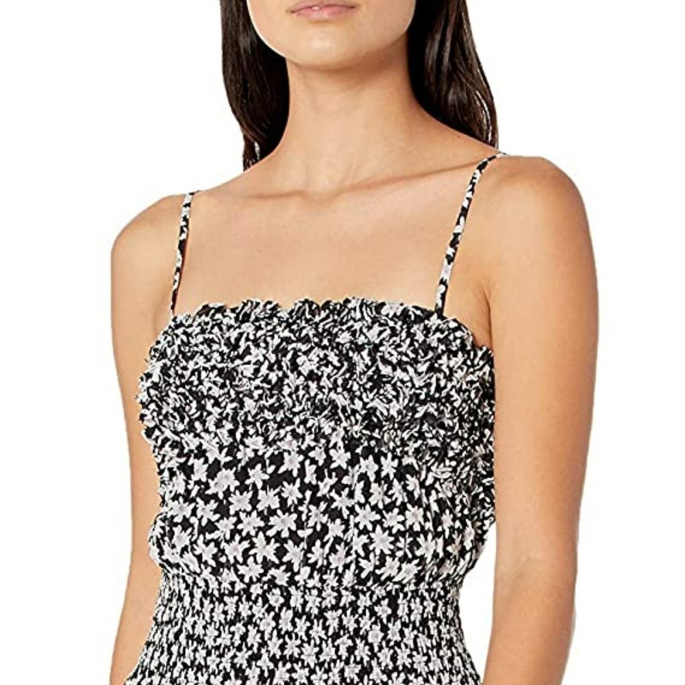 NWT REBECCA TAYLOR Star Fleur Smock Waist Tank Dress - Black